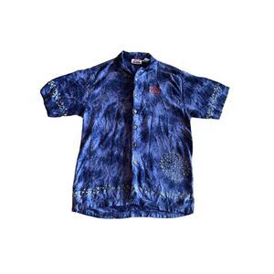 University of‎ auburn college, blue, tie-dye Hawaiian button down shirt